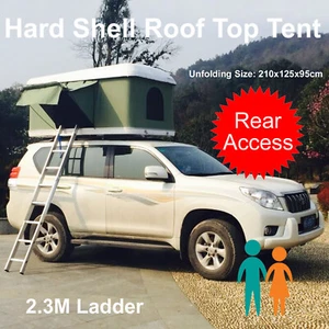 Hard White ABS Shell Aerodynamic Roof Top Tent Camping Rear Access 1.2x2.1M - Picture 1 of 9