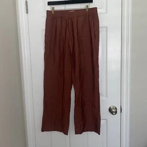 WJ Martin Pants Wide Leg Brown Pull On Elastic Waist  Italy Size 46 (large) - Picture 1 of 5