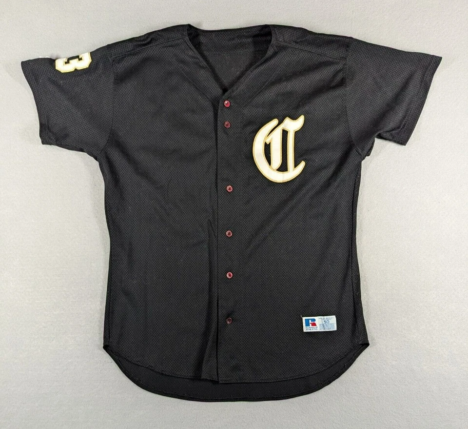 Camiseta atlética vintage Russell unissex tamanho 50 XL preta feita nos EUA beisebol anos 90 - Imagem 1 de 4