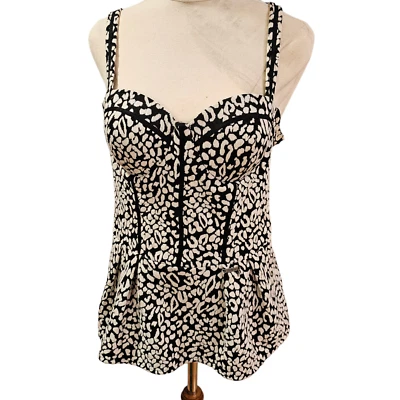 Guess Y2K Strappy Peplum Top Bustier Corset Size UK 8 Black White Vintage Bra - Image 1 of 4