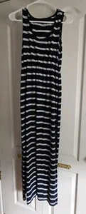 Ärmelloses dunkelblau-weiß gestreiftes Damen-Maxikleid Esmara Seitenschlitz Small - Bild 1 von 8