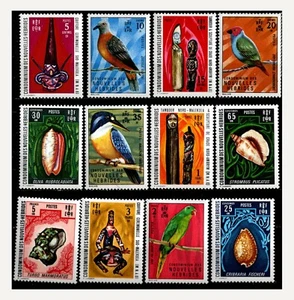 New Hebrides French, Sc #174-85, MNH, 1972, ARTIFACTS, BIRDS, SEASHELLS - Picture 1 of 1