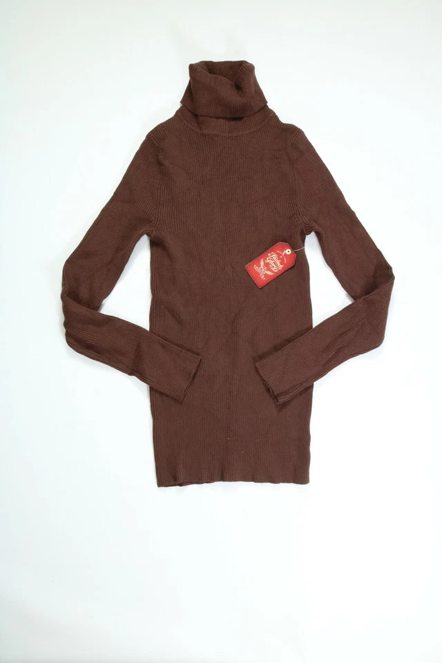 Camisa acanalada eléctrica cuello alto manga larga marrón gloria descolorida para niñas pequeña ¡NUEVA! Foto 1 de 4