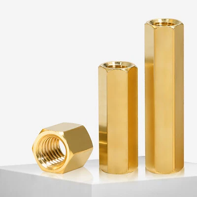 Distanzmuttern Messing Verbindungsmuttern Muffe Gewindehülsen Langmutter M2 - M6 - Bild 1 von 4
