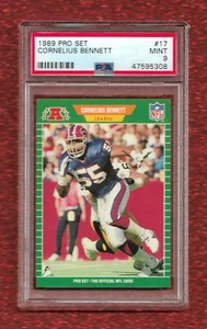 1989 PRO SET #17 CORNELIUS BENNETT PSA 9 MINT POP 2 SOLO 2 BILLETES MÁS ALTOS ALABAMA - Imagen 1 de 1