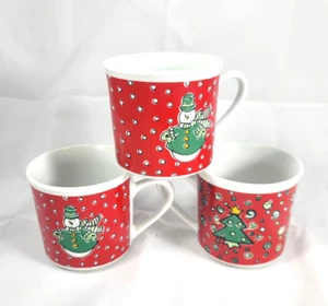 Gibson Christmas Themed Green Red Ceramic Coffee Mug Set Of 4 Vintage 3” H - Picture 1 of 10