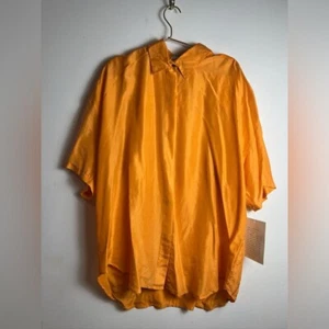 Blusa para mujer Sheba naranja vintage nueva con etiquetas seda lavable - Imagen 1 de 6