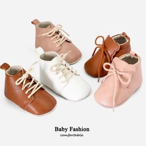 Newborn Baby Girls Boys Pram Shoes Lace up Bootie Toddlers PreWalker Slippers - Picture 1 of 11