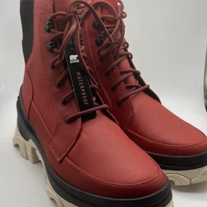 Sorel Brex wasserdichte Schnürstiefel mit Absatz gemütliche rote Damenstiefel Größe 9 neu mit Karton - Bild 1 von 11