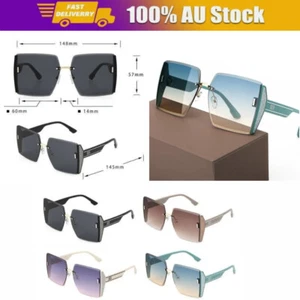 Large Frame Cut Edge Sunglasses Fashion Square Rimless Personality Glasses Decor - Picture 1 of 24