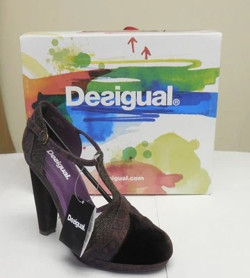 Zapatos de salón Desigual auténticos para mujer de lona floral de terciopelo Manila 27ps362-6029 Foto 1 de 4