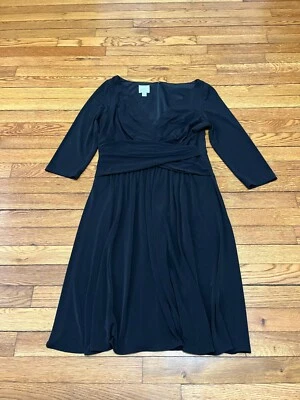 Suzie Chin For Maggy Boutique Women's Black Dress Size 10 3/4 Sleeve Back Zip - Image 1 of 4