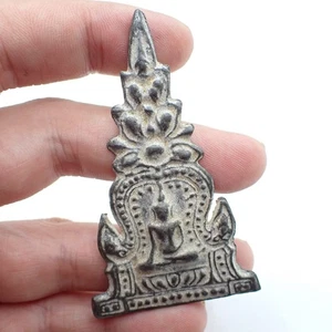 THAI BUDDHA CHARM brass metal Buddhist amulet temple estate old Asian collection - Picture 1 of 6