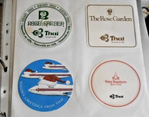 VINTAGE 1980s 6 X THAI AIRLINES COASTERS THAI ROSE GARDEN LOGO - Bild 1 von 5