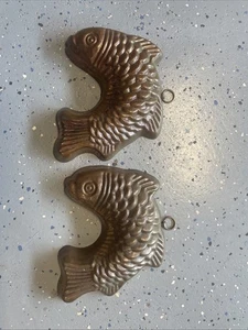 Vintage Detailed Copper Tin Carp Koi Fish Mold Wall Hanging Hung Bundt Cake Pan - Picture 1 of 14