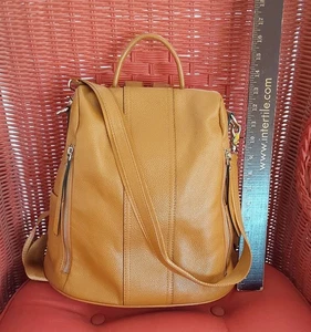 S-ZONE Damen Leder Rucksack Backpack Schultertasche Schule Reise Braun Pebble - Bild 1 von 6