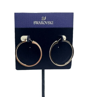 Pendientes de aro Swarovski Sommerset medianos chapados en tono oro rosa Foto 1 de 4