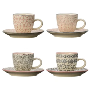 Bloomingville Espressotasse 4er Set, Keramik, rot blau, Kaffeetassen - Bild 1 von 12
