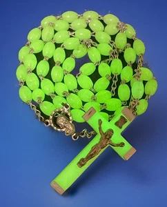 Catholic Glow In The Dark GITD Rosary, GITD Crucifix - Picture 1 of 9
