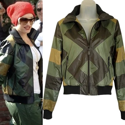 L.A.M.B. Striped Zig-Zag Chevron Green Black Womens Track Jacket Y2K Size XS - Image 1 of 4