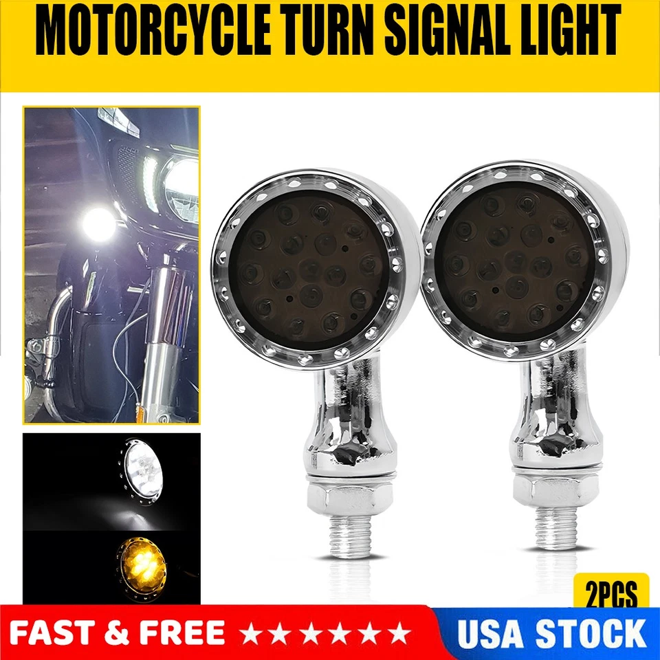Luz de funcionamiento intermitente LED cromado para Yamaha V Star 250 650 950 1100 Foto 1 de 4