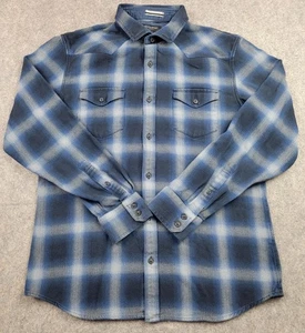 Camisa Banana Republic Para Hombre Grande Azul Gris Calce Ajustado Western Cuadros Manga Larga - Imagen 1 de 13