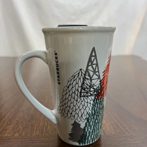 Starbucks Christmas Trees Abstract Ceramic Holiday Travel Coffee Mug Cup 14oz - Picture 1 of 10