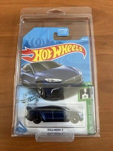 Hot Wheels Green Speed Electric Powered Blue Tesla Model S Super Treasure Hunt - Picture 1 of 5