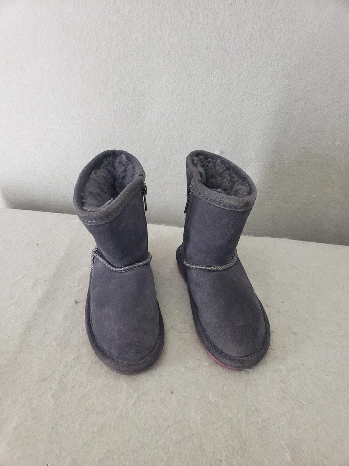 Bearpaw Botas Niñas Niño Pequeño 7 Gris Imitación Gamuza Imitación Piel Invierno Cremallera Cálidos Zapatos Foto 1 de 4