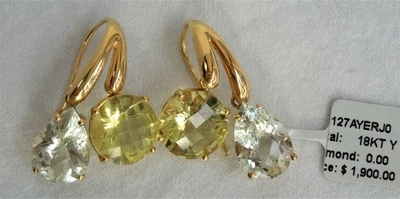 Brincos de quartzo verde e limão ouro 18K Roberto Coin Ipanema Itália US$ 1.900 novo com etiquetas - Imagem 1 de 4