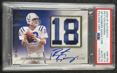 PEYTON MANNING PSA 9 2008 SP AUTHENTIC #NP-PM NUMBERS SIGNATURES AUTO /99 COLTS - Image 1 of 2