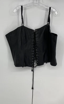 Alter Ego Womens Black Leather Sleeveless Zip Closure Corset Top Size 5X - Image 1 of 4