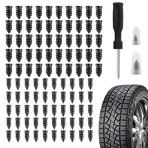 Salior 100PCS Kit Tappo Pneumatici con Cacciavite,Kit Riparazione Pneumatici Piatti in Gomma per... - Foto 1 di 7