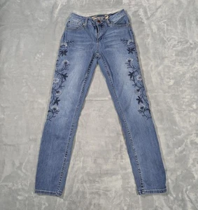 Seven7 Skinny Jeans Damen 6 blau Blumen bestickt Stretch Denim Latimer Style - Bild 1 von 16