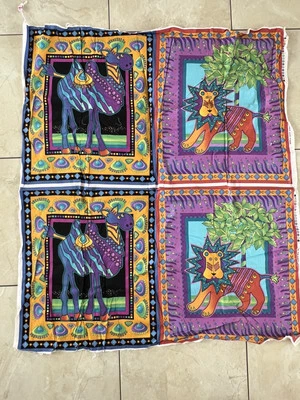 Tropical Safari Camel Lion Panels Cotton Fabric Remnant 40” X 46” - Image 1 of 4