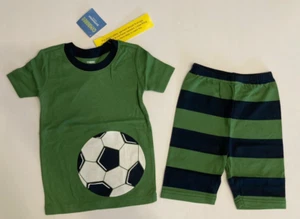 NWT Gymboree 5 5T Soccer Sleepwear Green & Navy Soccer Ball Shortie Pajama Set - Picture 1 of 1