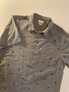 Walker Refinery Shirt Mens XXL Gray Brown Buck Print Short Sleeve Button Down - Picture 1 of 12
