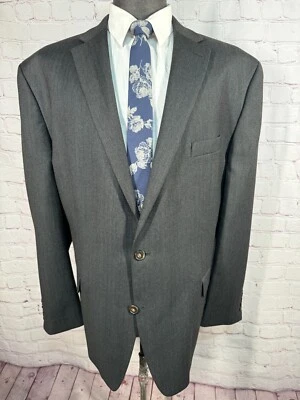 CHAPS Mens Black HERRINGBONE Big & Tall Suit Sport Coat Blazer Jacket SIZE 52R - Image 1 of 4