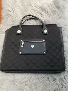 Knomo London Aurora Quilted Laptop Bag Black Expands Padded Laptop Pocket Sz L - Picture 1 of 11