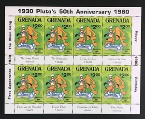 Disney - Grenada  - Pluto's 50th Ann. - sheetlet of 8 - MNH - Picture 1 of 1