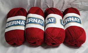Vintage Lot of 4 Skein of Deep Red 532412 Bernat Yarn 3.8 oz Each - Picture 1 of 6