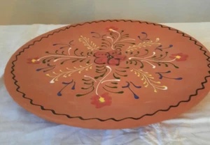 Vintage Hand Decorated Large Terracotta Wall Hanging Plate. - Picture 1 of 4