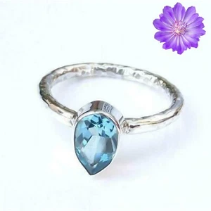 Blue Topaz Gemstone 925 Sterling Silver Ring Handmade Jewelry Ring For Gift - Picture 1 of 5