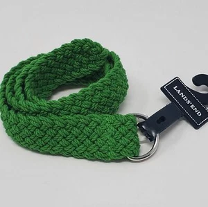 NWT LANDS' END WOVEN BRAIDED BELT EMERALD COVE GREEN D-RING GIRLS YOUTH MEDIUM - Picture 1 of 12