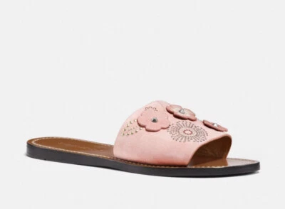 NUEVO EN CAJA Sandalias Coach Peony Gamuza Deslizables con Remaches Rosa Té G2091 - Talla 5B  Foto 1 de 4