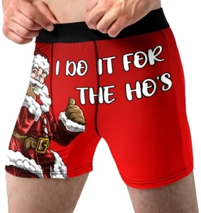 Christmas Underwear Mens Medium 32-34 Santa Claus Funny Gag Gift Boxer Briefs - Picture 1 of 5