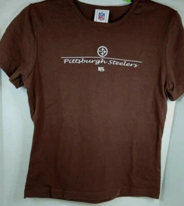 Pittsburgh Glittered Steelers NFL Brown Ladies tee Small Ready to wear - Picture 1 of 5