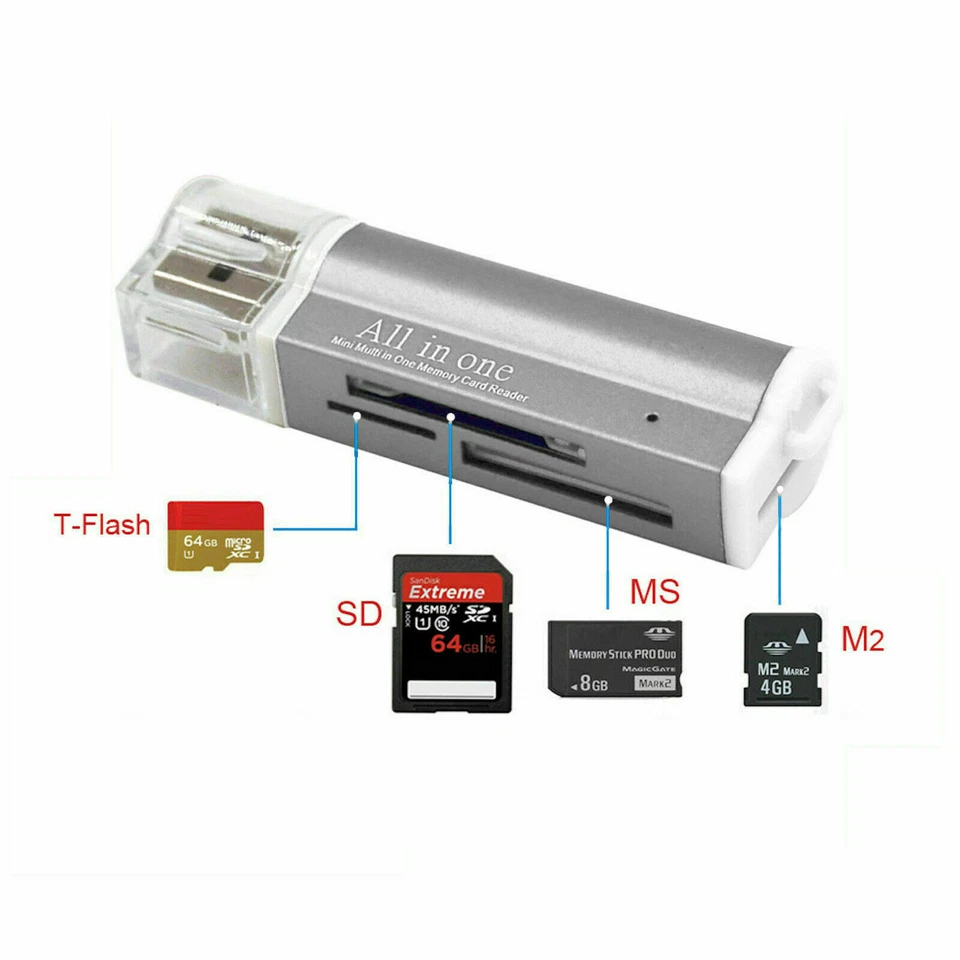 Mini Alu Kartenleser USB Micro SD MMC SDHC M2 Card Reader Adapter WIN/MAC Z118