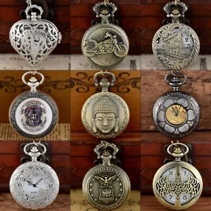 Orologio da tasca Steampunk quarzo vintage design antico collana ciondolo regalo retrò - Foto 1 di 98