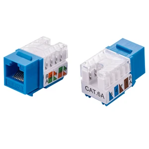 50 pcs Keystone Jack Cat6A 45-Degree Blue Network 110 Punch down 8P8C RJ45 - Picture 1 of 4